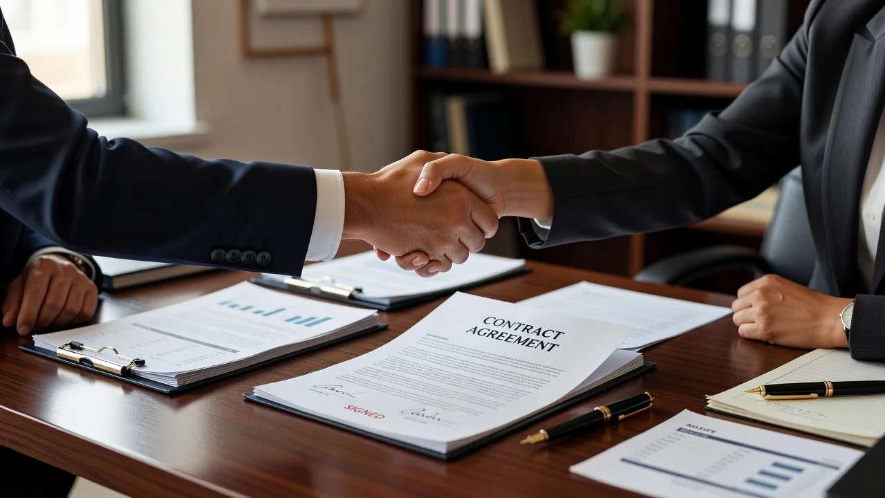 Signed contract handshake